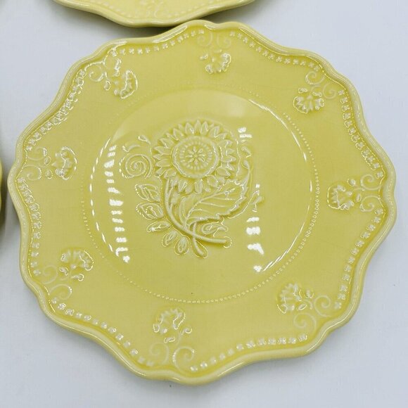 (4) Vera Bradley Sadek SUNFLOWER Salad Dessert Plate 8.25" J. Willfred Yellow - Picture 2 of 7
